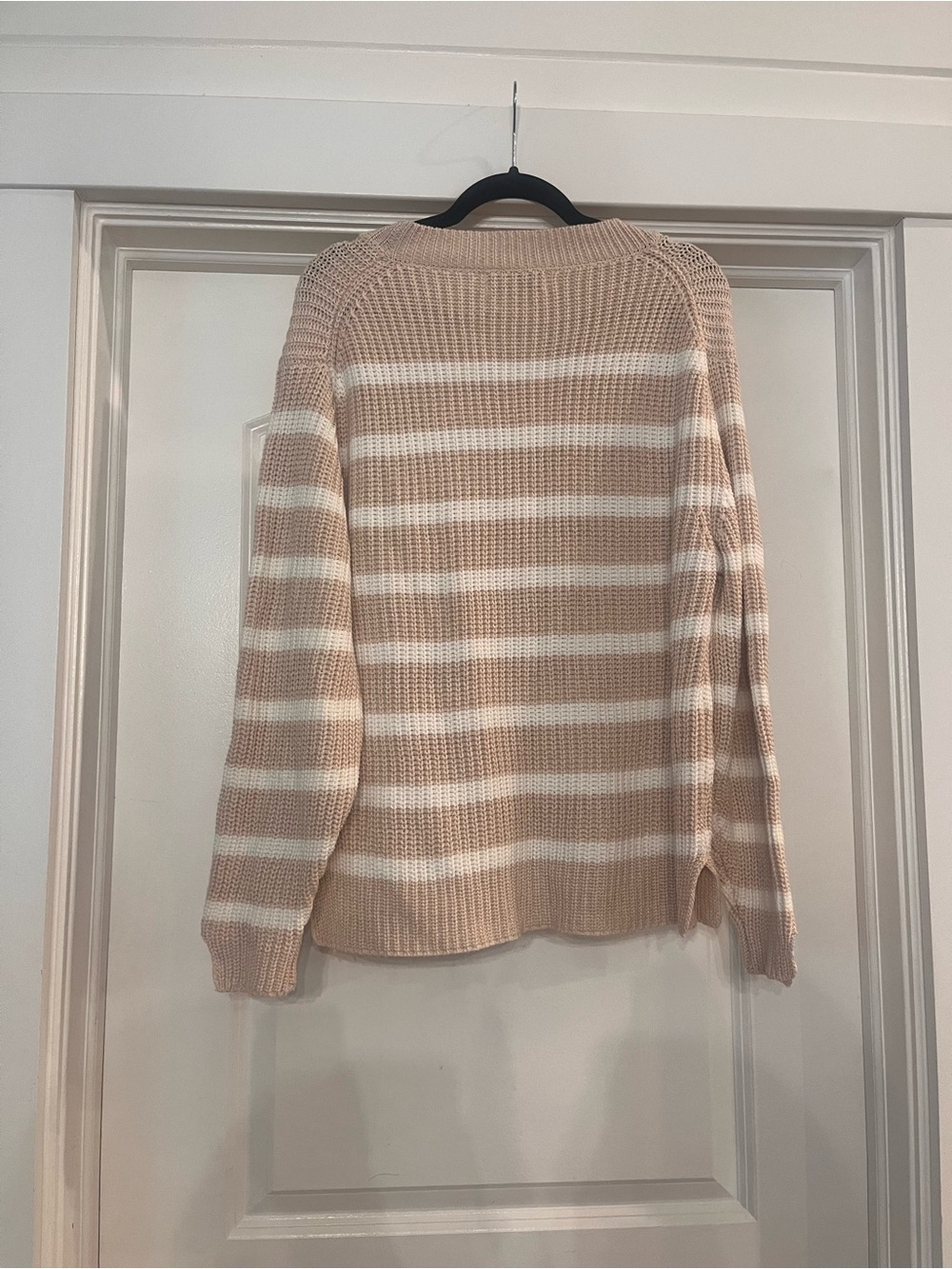 John + Jenn Tan and Cream Striped Scoop Sweater - Picture 2 of 3